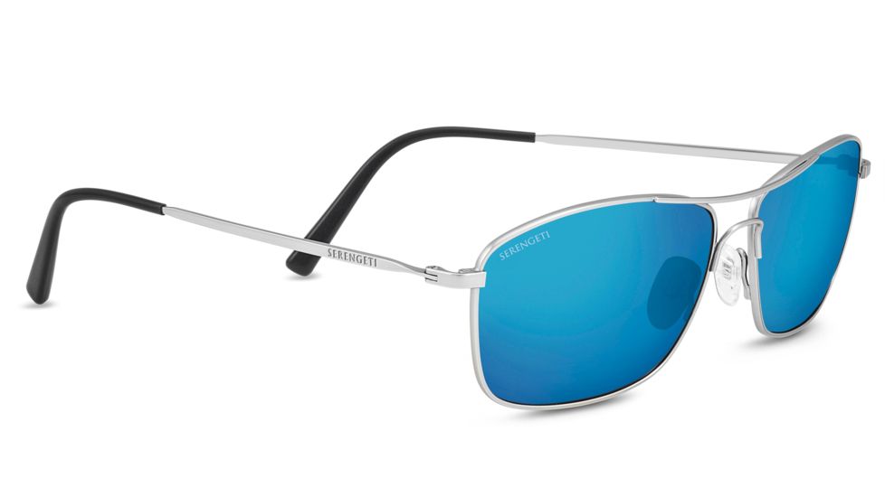 Serengeti Corleone Sunglasses, Shiny Titanium, Polarized 555nm Blue, 8418