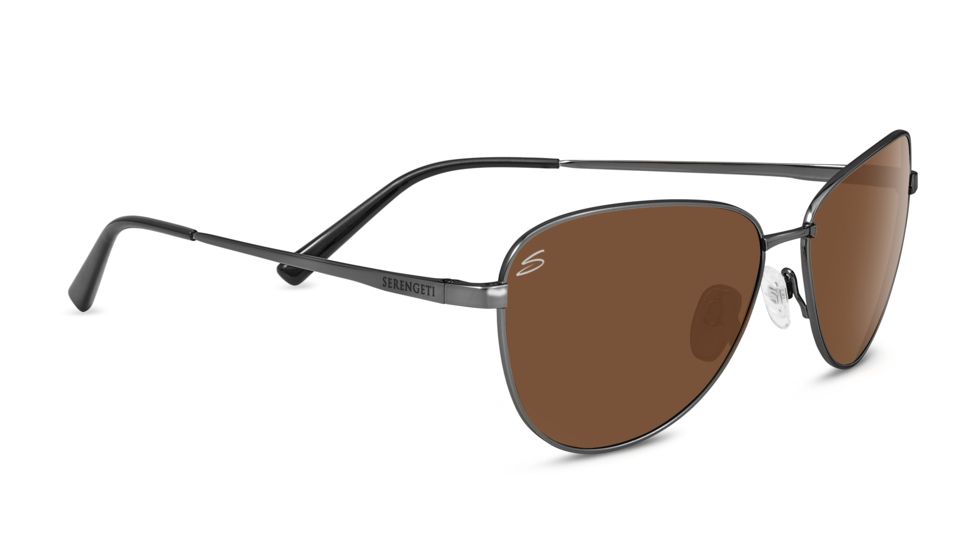 Serengeti Gloria Sunglasses,Shiny Dark Gunmetal Frame,Polarized Drivers Aviator Lens 8415