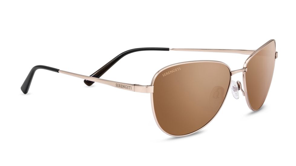 Serengeti Gloria Sunglasses, Soft Satin Gold, Polarized Drivers Gold, 8411