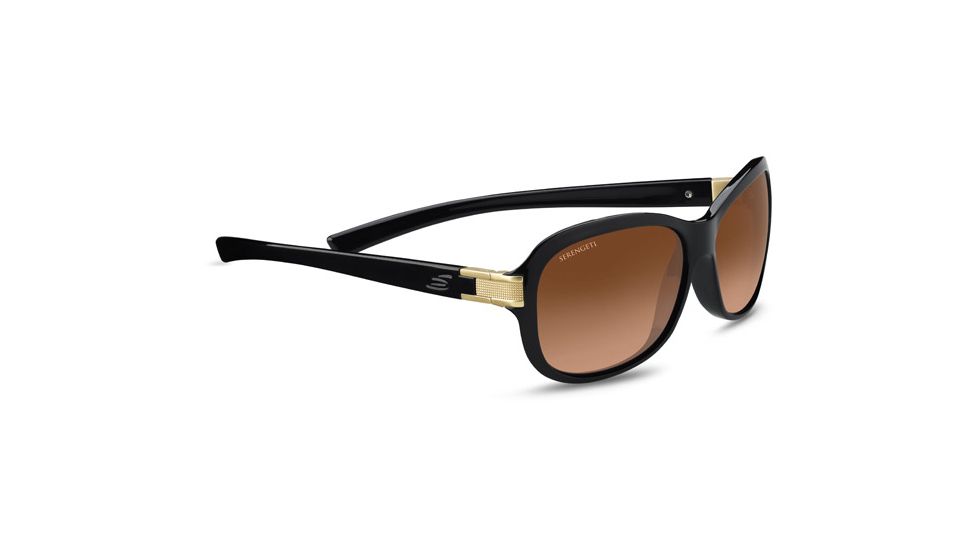 Serengeti Isola Sunglasses - Women's, Shiny Black/Satin Brass Frame, Polarized Drivers Gradient Lens, 8578
