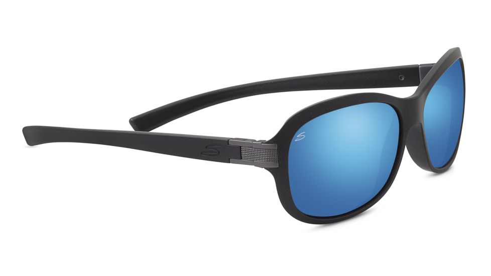 Serengeti Isola Sunglasses - Women's, Sanded Black Glitter Frame, Polarized 555nm Blue Lens, 8261