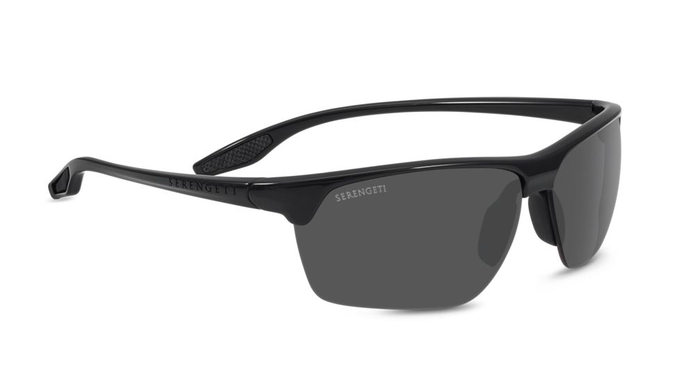 Serengeti Linosa Sunglasses, Shiny Black, Polar PhD CPG, 8510
