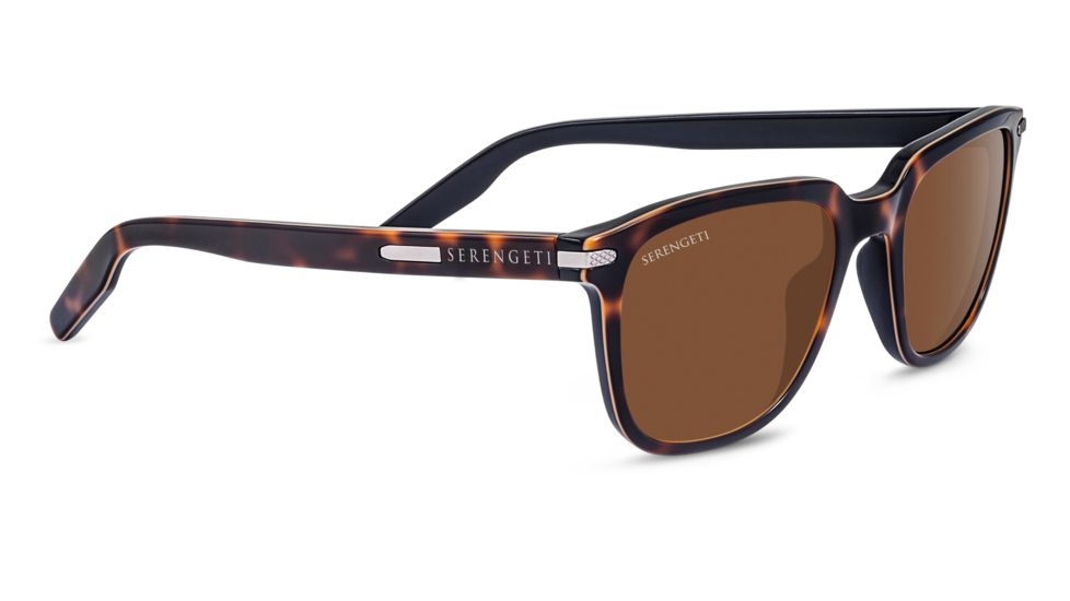 Serengeti Mattia Sunglasses,Shiny Dark Tortoise/Black Frame,Polarized Drivers Square Lens 8472