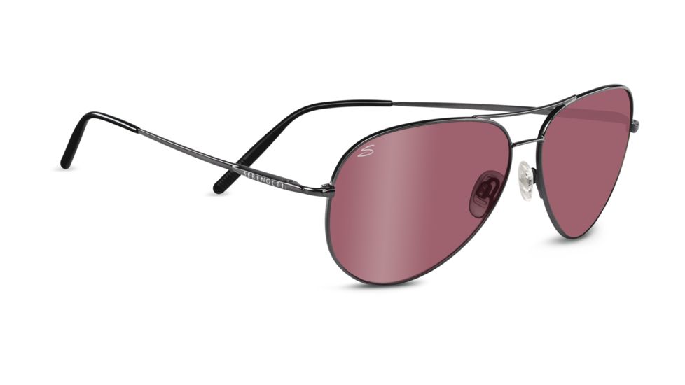Serengeti Medium Aviator Sunglasses, Shiny Gunmetal Frame, Polarized Sedona Lens, 8088