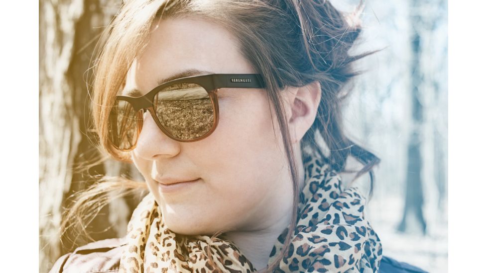 Serengeti Milano Sunglasses - Satin Dark Brown/Shiny Cognac Frame, Drivers Gold Polarized Lenses 7662