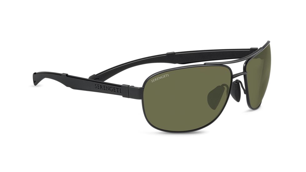 Serengeti Norcia Sunglasses, Satin Black/Black Frame, Polarized 555nm Lens, 7971