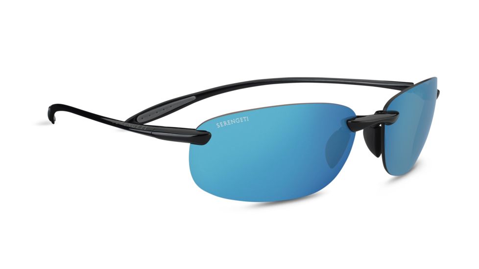 Serengeti Nuvino Sunglasses, Shiny Black Frame, Polar PhD 555nm Blue Lens, 8270