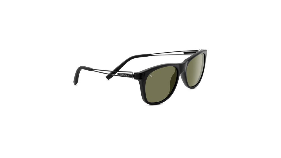 Serengeti Pavia Sunglasses, Shiny Black Frame, Polarized 555nm Lens, 8195