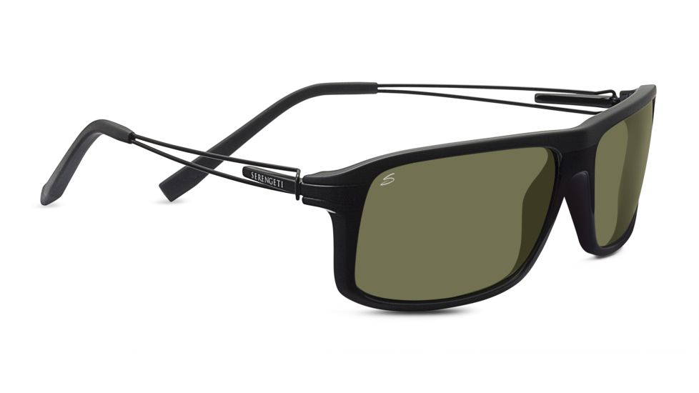 Serengeti Rivoli Sunglasses, Touring Shiny/Matte Black Frame, Polarized 555nm 7916