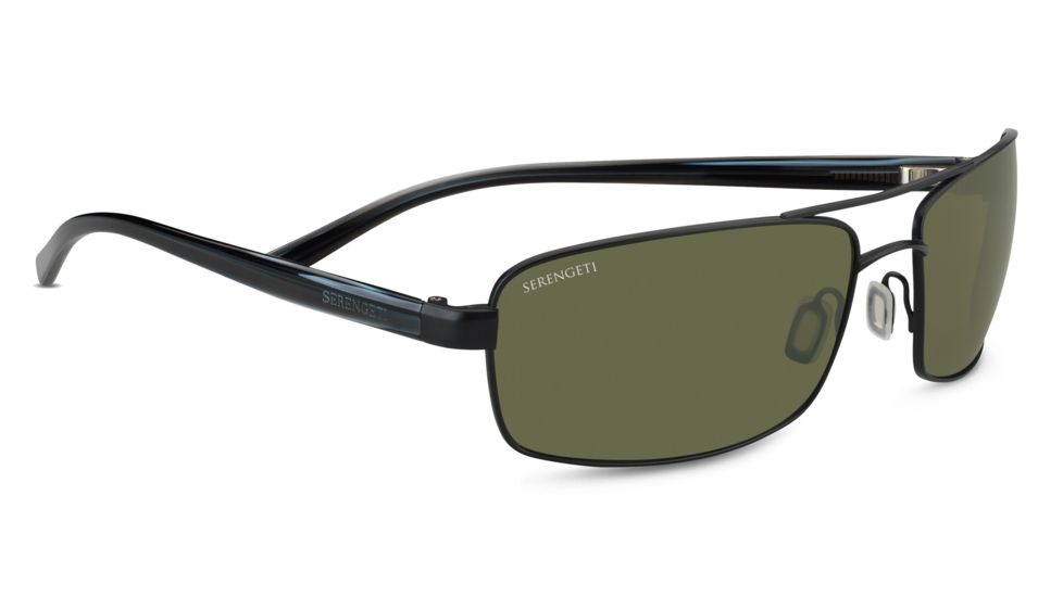 Serengeti San Remo Sunglasses - Satin Black/Gray Stripe Frame, 555nm Polarized Lenses 7604