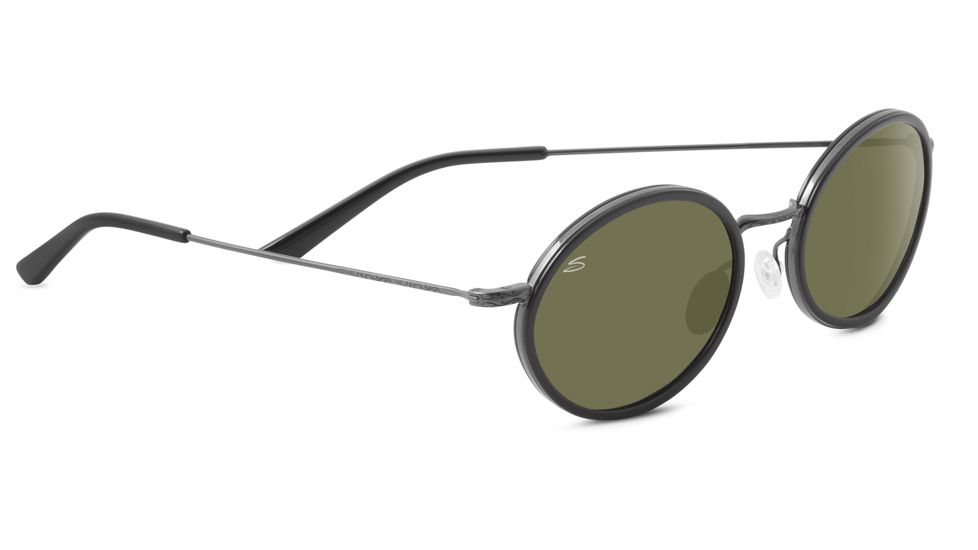 Serengeti Sirolo Sunglasses, Shiny Black Frame, Polarized 555nm Lens, 8102