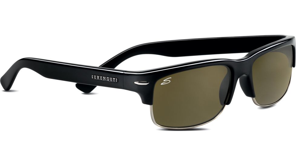 Serengeti Vasio Sunglasses, Shiny Black Frame, Polarized 555nm Lens 7373