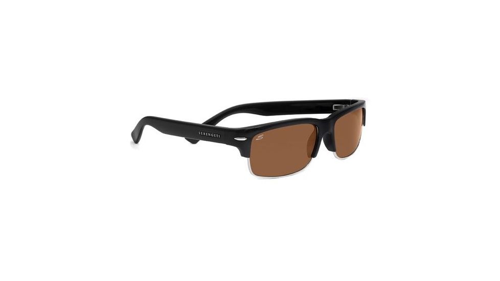 Serengeti Vasio Sunglasses 7374, Shiny Black Frame, Polarized Drivers Lens