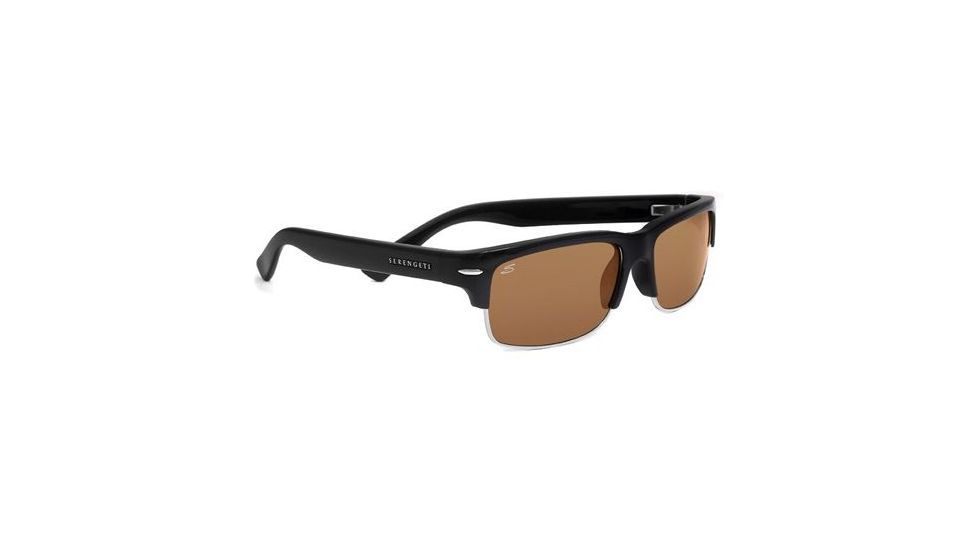 Serengeti Vasio Sunglasses 7407, Shiny Black Frame, Non Polar Drivers Lens