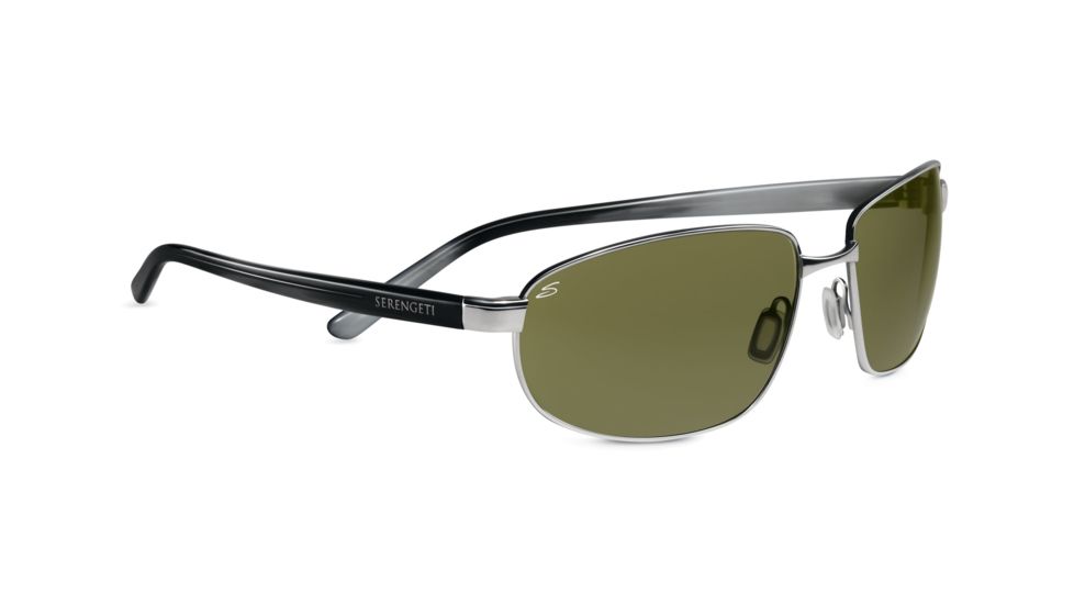 Serengeti Trapani Sunglasses - Shiny Silver Smoke Stripe Frame, 555nm Polarized Lenses 7602