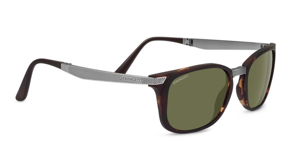 Serengeti Volare Sunglasses,Satin Tortoise Frame,Polarized 555nm Square Lens 8497