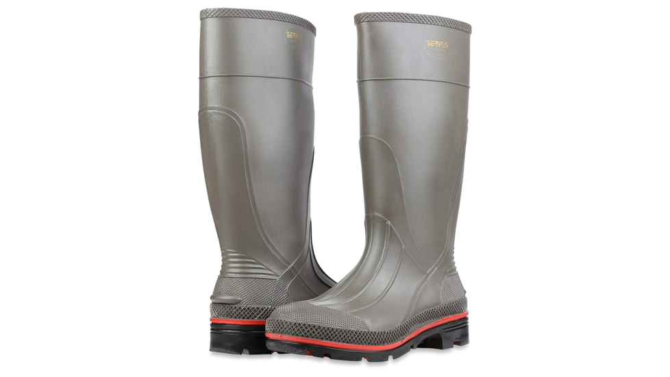 Servus PRO PVC Footwear Boots - Mens, Gray/Red, 5, 75102-GYM-050