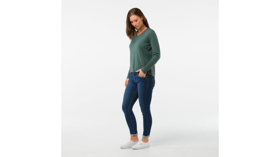 Smartwool Shadow Pine V-Neck Sweater-Women's, Mediterranean Green H, Small, SW000345A60-S