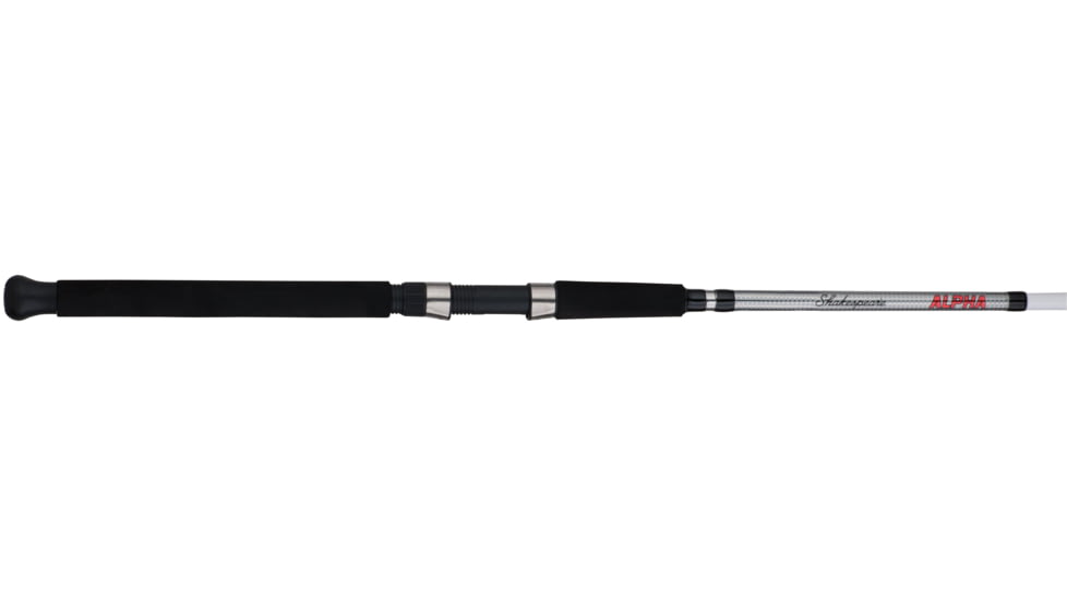 Shakespeare Alpha Bigwater Spinning Rod, Saltwater, Handle Type A, 9ft. Rod Length, Medium Heavy Power, 2 Pieces, White/Black, ALPHABWSP90