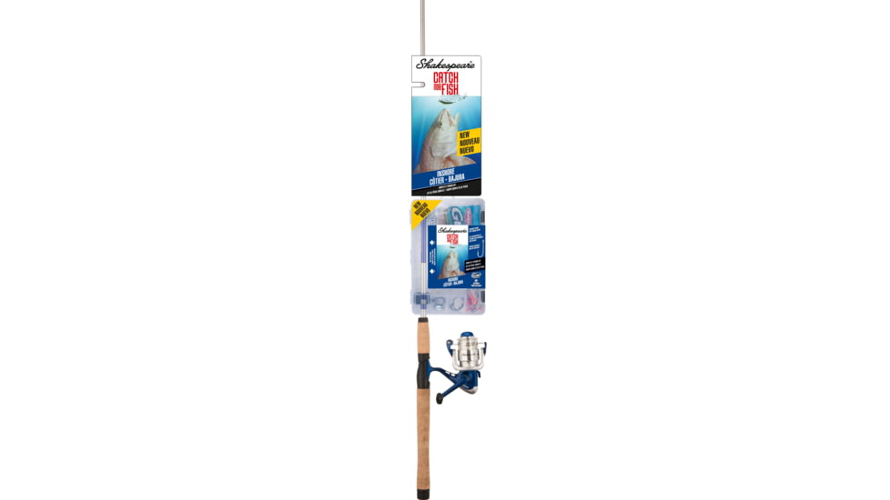 Shakespeare Catch More Fish Inshore Spinning, 5.2/1, Right/Left, 35, 7ft. Rod Length, Medium Power, 2 Pieces Rod, White/Blue, CMF2INSHORE