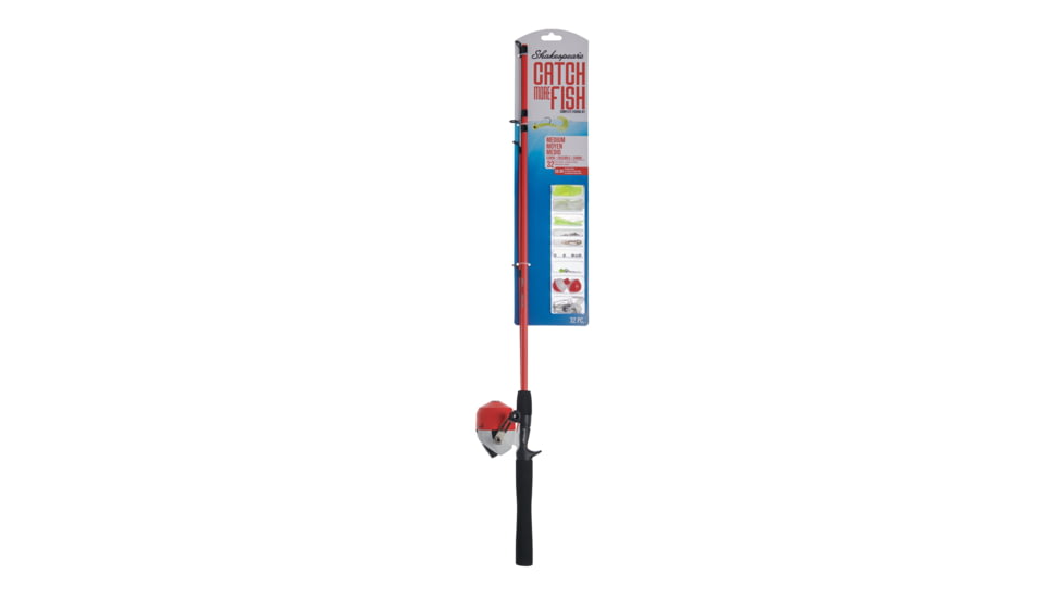 Shakespeare Catch More Fish Medium Spincast Kit, 3.5/1, Right, 10, 5ft. 6in. Rod Length, Medium Power, 2 Pieces Rod, SKPCMFMEDSCKIT