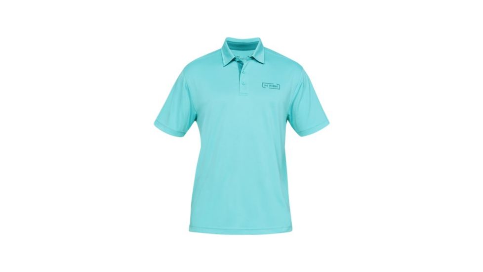 SHED, Under Armour Dockside Fish Tech Polo - Mens, Azure Teal, Large, 1321578-312-L