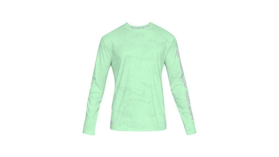 SHED, Under Armour Iso Chill Shorebreak Camo Crew Shirt - Mens, Aqua Foam, Large, 1341816-335-L