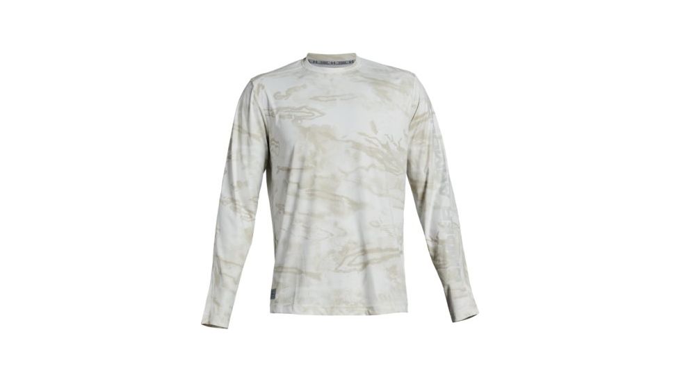 SHED, Under Armour Iso Chill Shorebreak Camo Crew Shirt - Mens, Onyx White, Large, 1341816-112-L