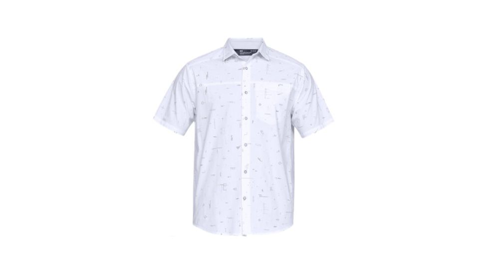 SHED, Under Armour Legacy Woven Short Sleeve Shirt - Mens, White, Large, 1304641-103-L