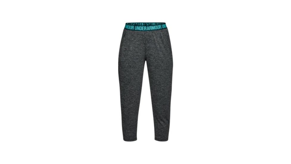 SHED, Under Armour Play Up Capri Solid - Womens, Black/Tourmaline Teal, Small, 1304871-57-S
