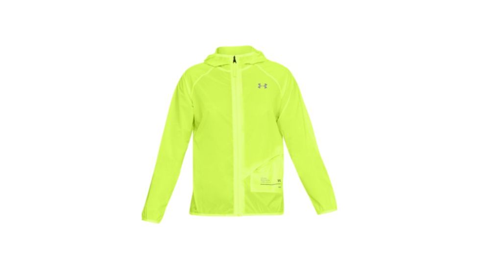 SHED, Under Armour Qualifier Storm Packable Jacket - Womens, High-Vis Yellow/Black, Small, 1326558-731-S