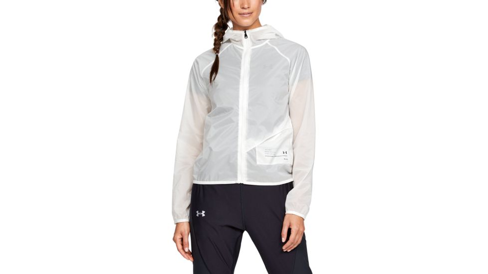 SHED, Under Armour Qualifier Storm Packable Jacket - Womens, Onyx White/Black, Small, 1326558-112-S