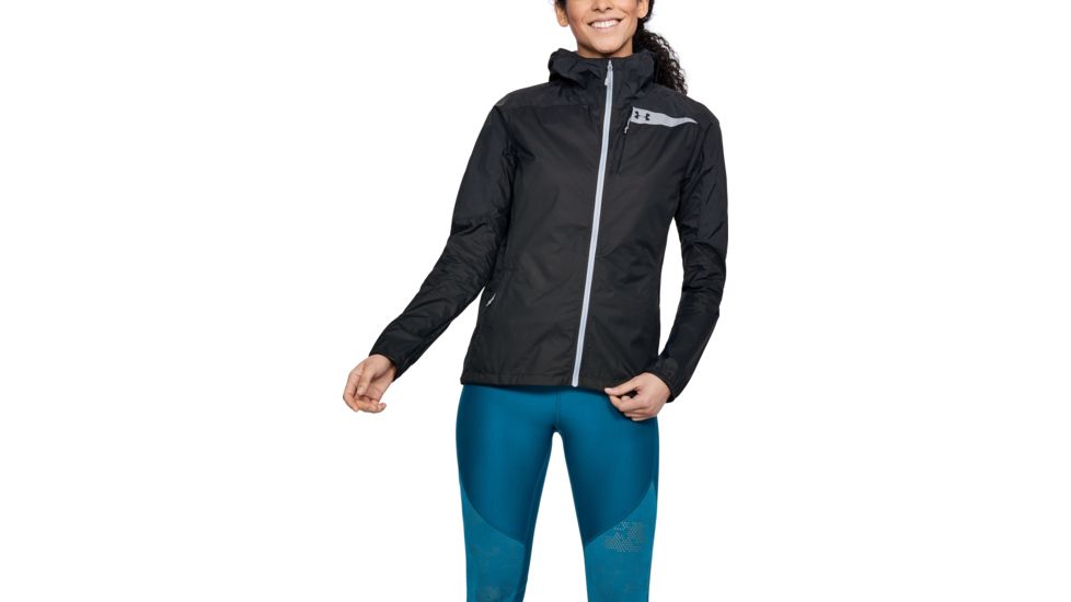 SHED, Under Armour Scrambler Hybrid Rain Jacket - Womens, Black/Black, Small, 1314605-2-S