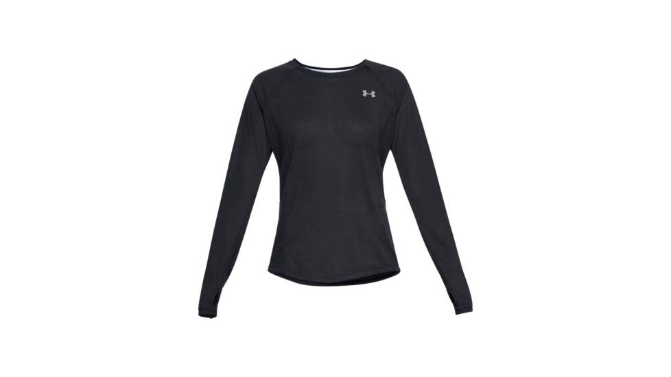 SHED, Under Armour Streaker 2.0 Long Sleeve Shirt - Womens, Black/Reflective, Small, 1317287-1-S