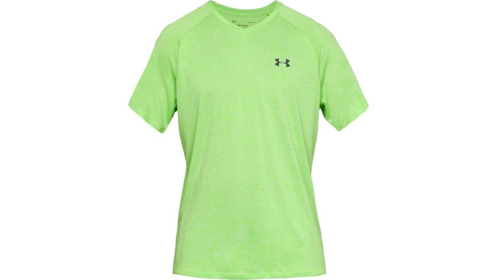 SHED, Under Armour Tech 2.0 Short Sleeve V-Neck Shirt - Mens, Zap Green, Large, 1328190-722-L