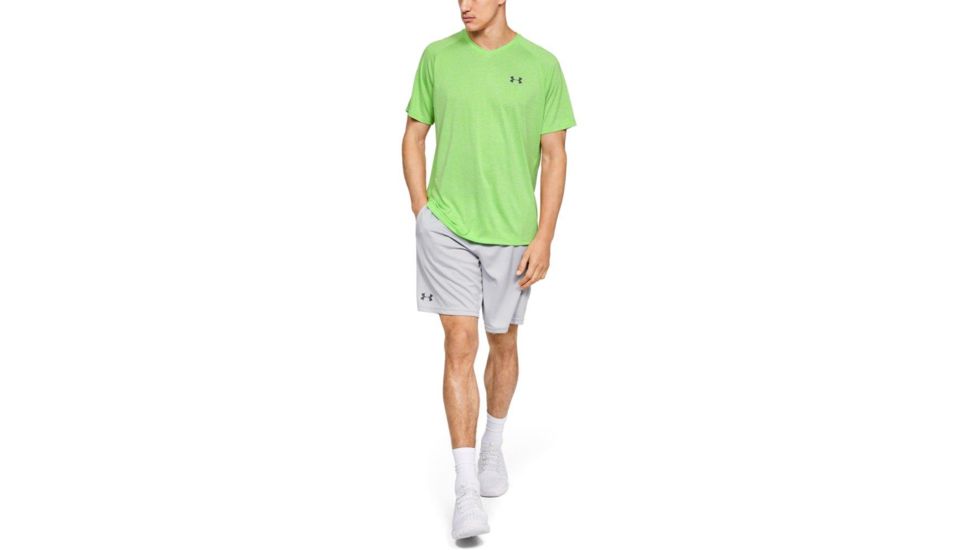 SHED, Under Armour Tech 2.0 Short Sleeve V-Neck Shirt - Mens, Zap Green, Large, 1328190-722-L