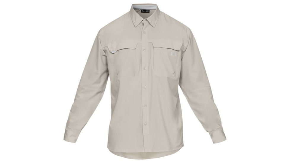 SHED, Under Armour Tide Chaser Hybrid Long Sleeve Woven Shirt - Mens, Khaki Base, Large, 1341689-289-L