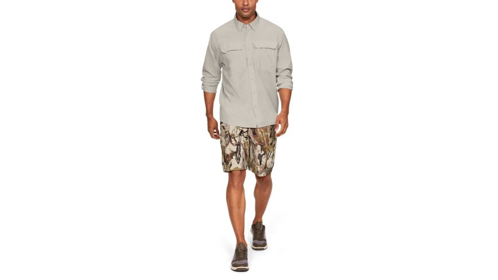 SHED, Under Armour Tide Chaser Hybrid Long Sleeve Woven Shirt - Mens, Khaki Base, Large, 1341689-289-L