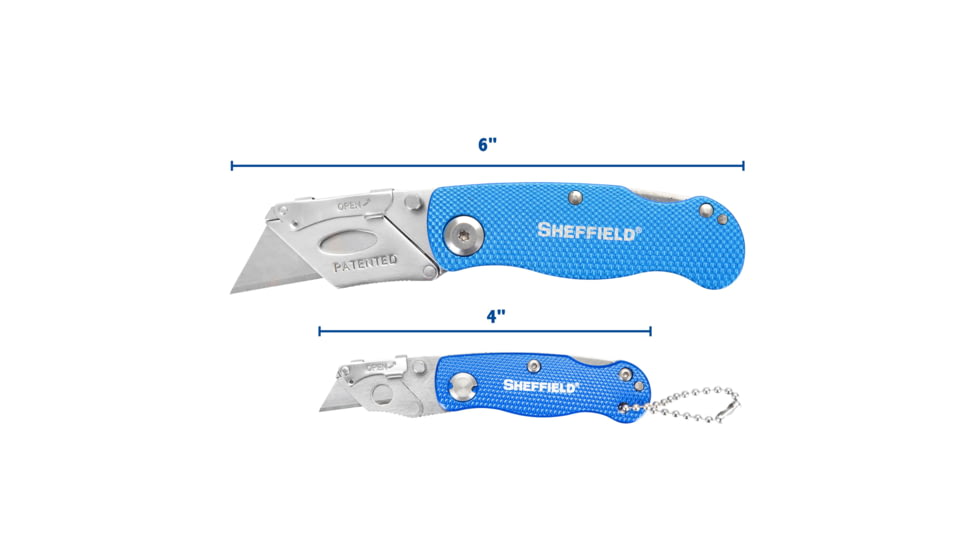 Sheffield Folding Lock Back Utility Knives, 2 Pack, Blue, 12117