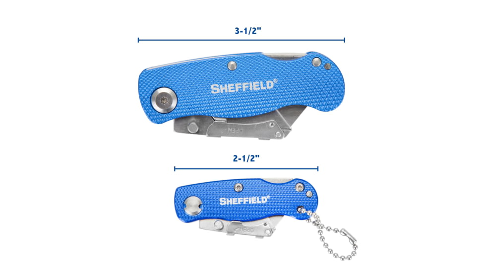 Sheffield Folding Lock Back Utility Knives, 2 Pack, Blue, 12117