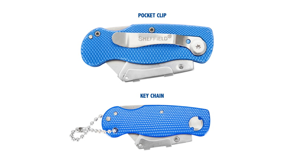 Sheffield Folding Lock Back Utility Knives, 2 Pack, Blue, 12117