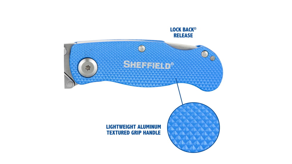 Sheffield Folding Lock Back Utility Knives, 2 Pack, Blue, 12117