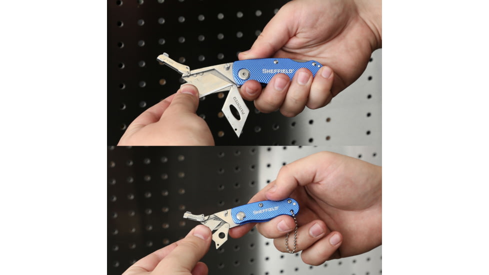 Sheffield Folding Lock Back Utility Knives, 2 Pack, Blue, 12117