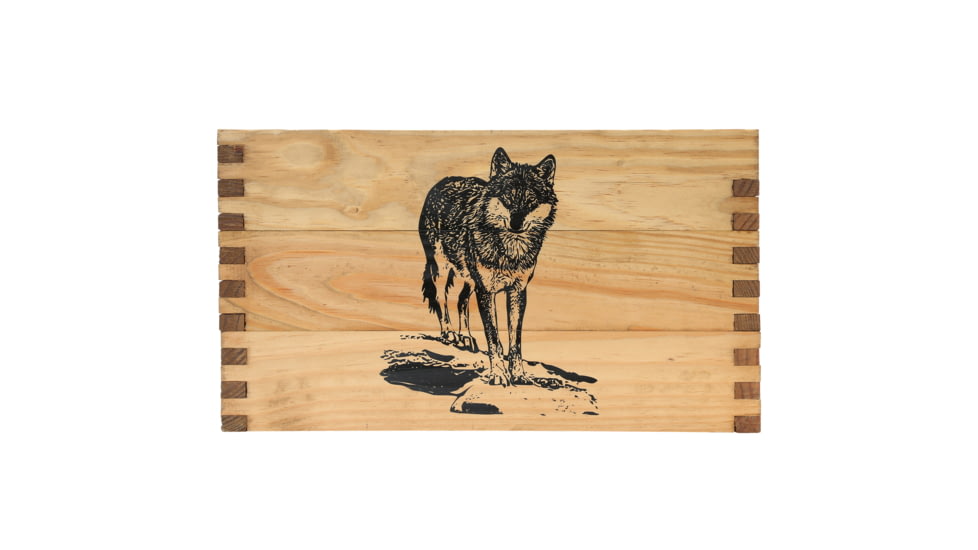 Sheffield Standard Pine Craft Box, Wolf Design, Brown, 12650-2