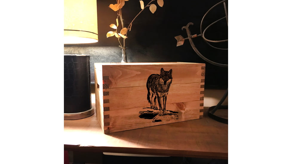 Sheffield Standard Pine Craft Box, Wolf Design, Brown, 12650-2
