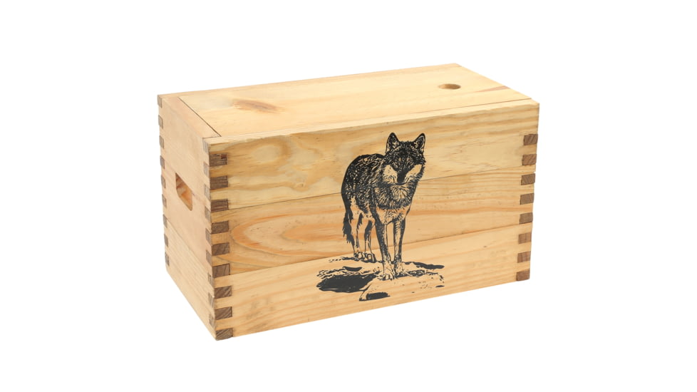 Sheffield Standard Pine Craft Box, Wolf Design, Brown, 12650-2