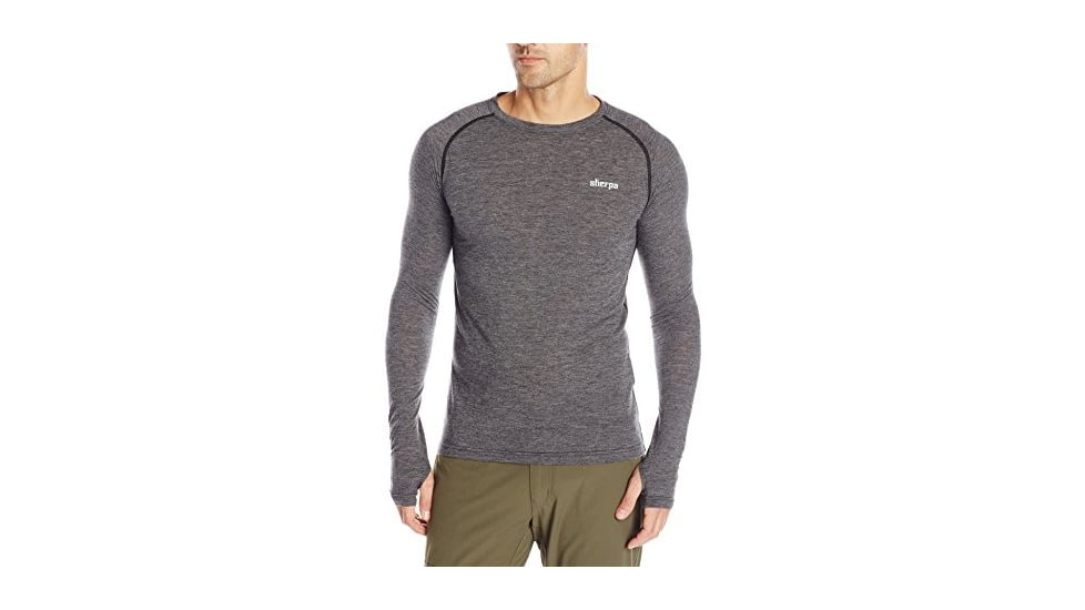 Sherpa Vayu Long Sleeve Crew - Mens-Heathered Black-Small