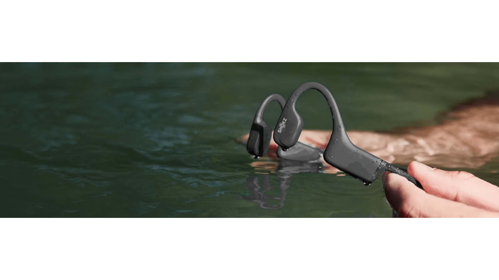 Shokz OpenSwim Bone Conduction Open-Ear Mp3 Swimming Headphones, Black, S700-ST-BK-US