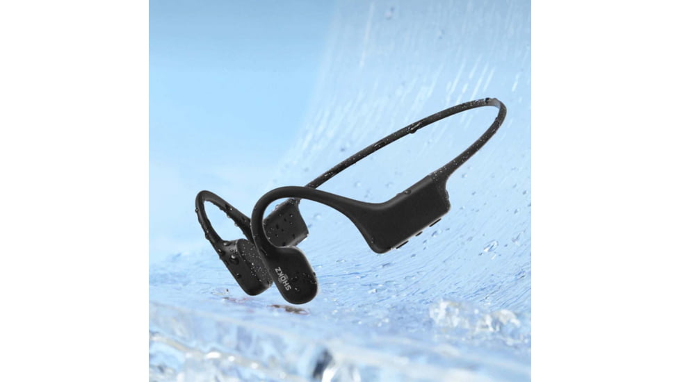 Shokz OpenSwim Bone Conduction Open-Ear Mp3 Swimming Headphones, Black, S700-ST-BK-US