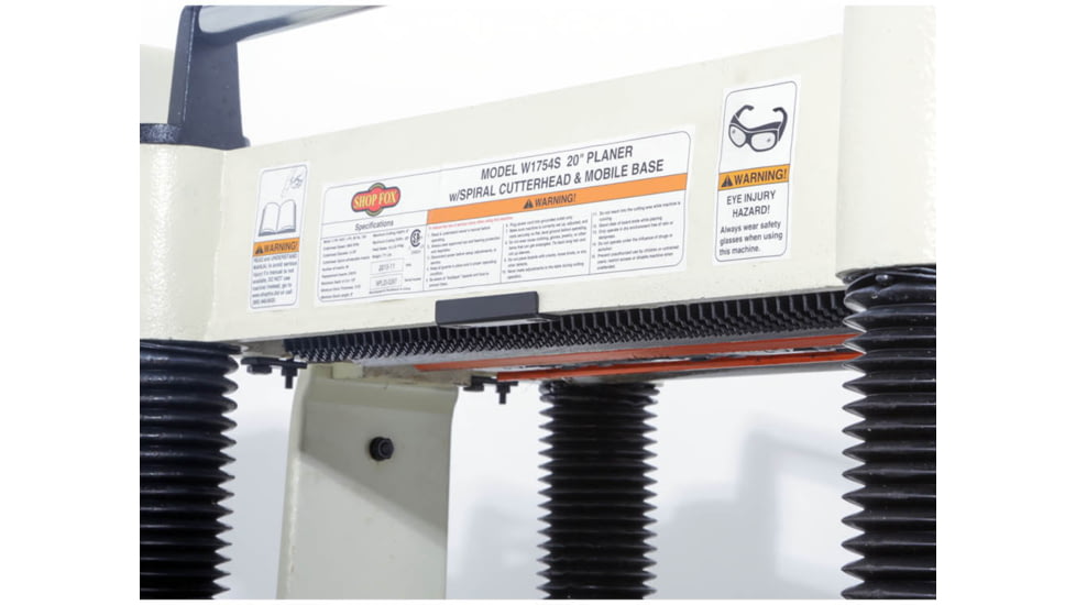 Shop Fox 20in Planer, with Built-in Mobile Base and Spiral Cutterhead, W1754S